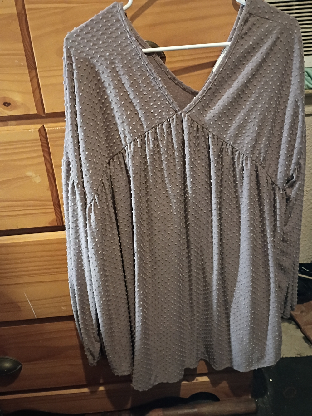 Women's Textured V-Neck Long Sleeve Top - Purple